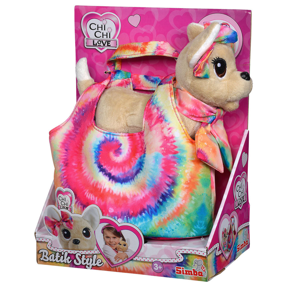 Simba Chi Chi Love Puppy Kuscheltier im Taschen-Batik-Stil