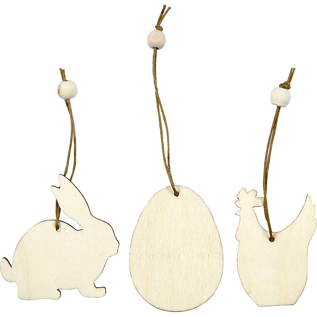 Osterdeko aus Holz, 9-tlg.