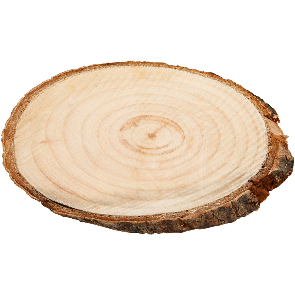 Creativ Company Holzscheibe mit Rinde, Größe 9,5x6 cm, Stärke 6 mm, 12 Stück 1 Box