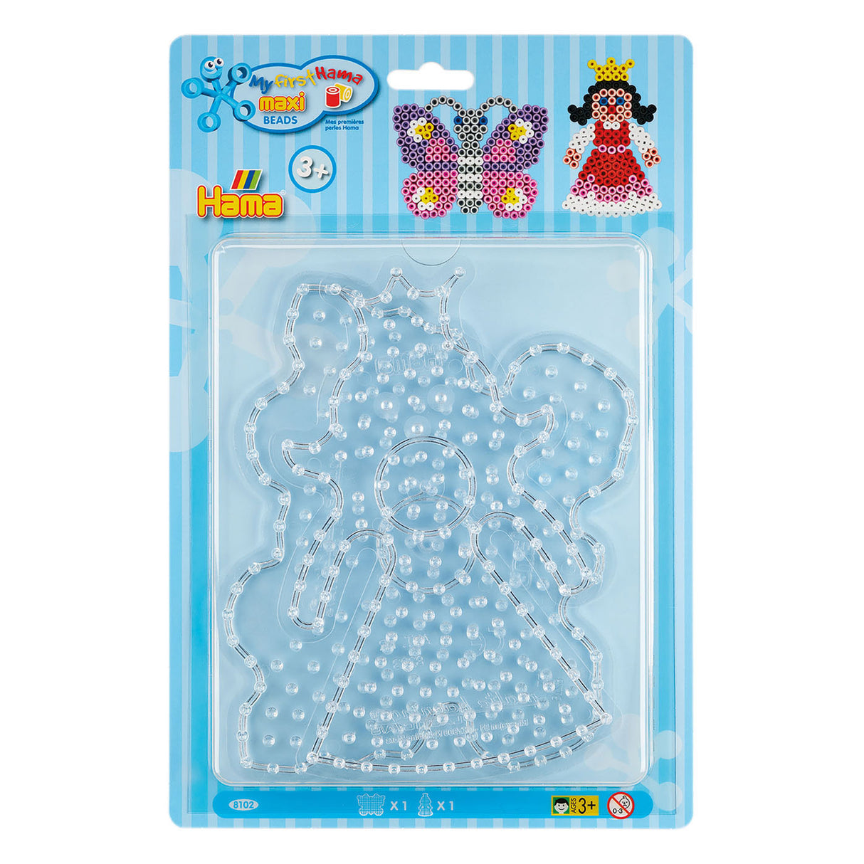 Hama Maxi-Perlenplatten zum Aufbügeln, Schmetterling und Prinzessin