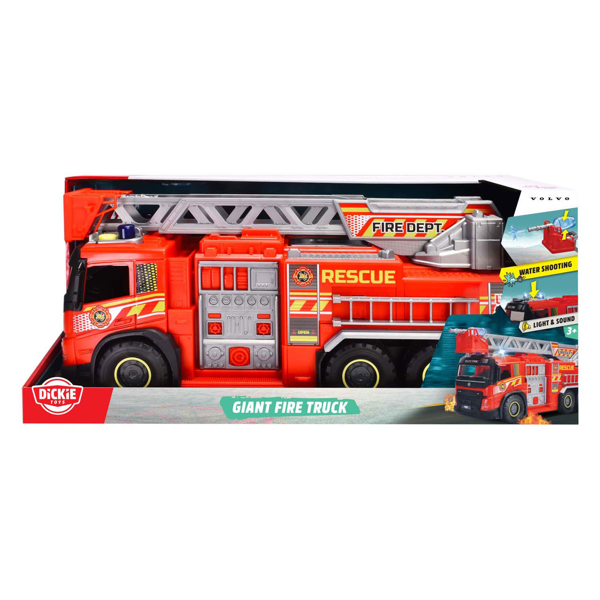 Dickie Toys - Volvo Giant Fire Truck - Feuerwehrauto - Licht und Ton - Rettungsdienste - ab 3 Jahren
