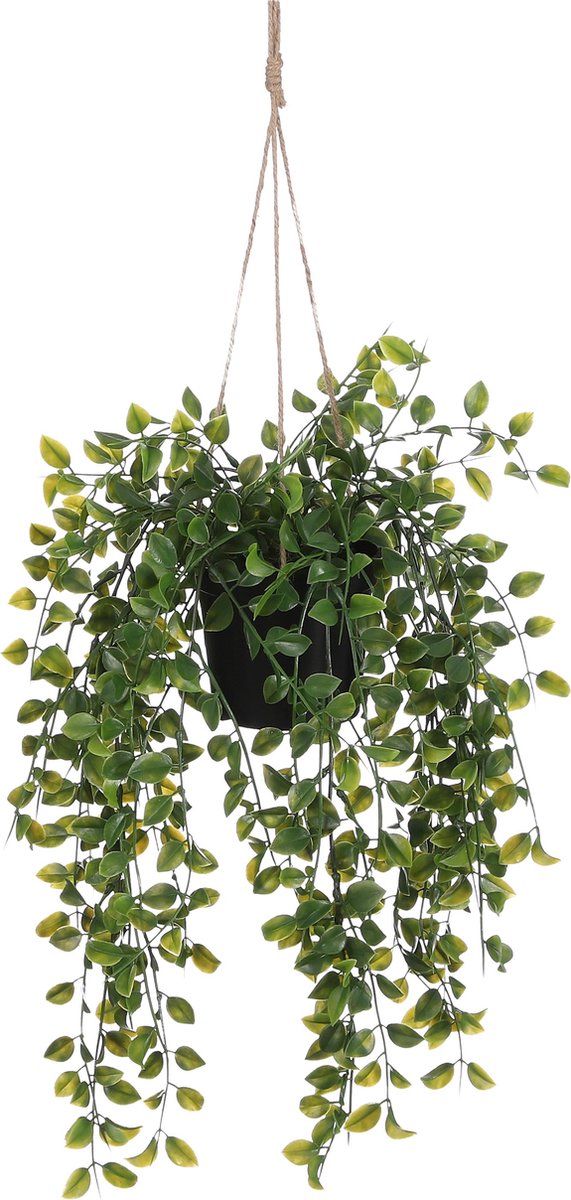 Mica decorations - ficus kunst hangplant in pot - h46 x ø20 cm - groen
