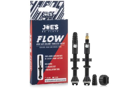 Joes Joe's No Flats – Tubeless-Ventilfluss, hohes Luftvolumen, 45 mm, 2 Stück