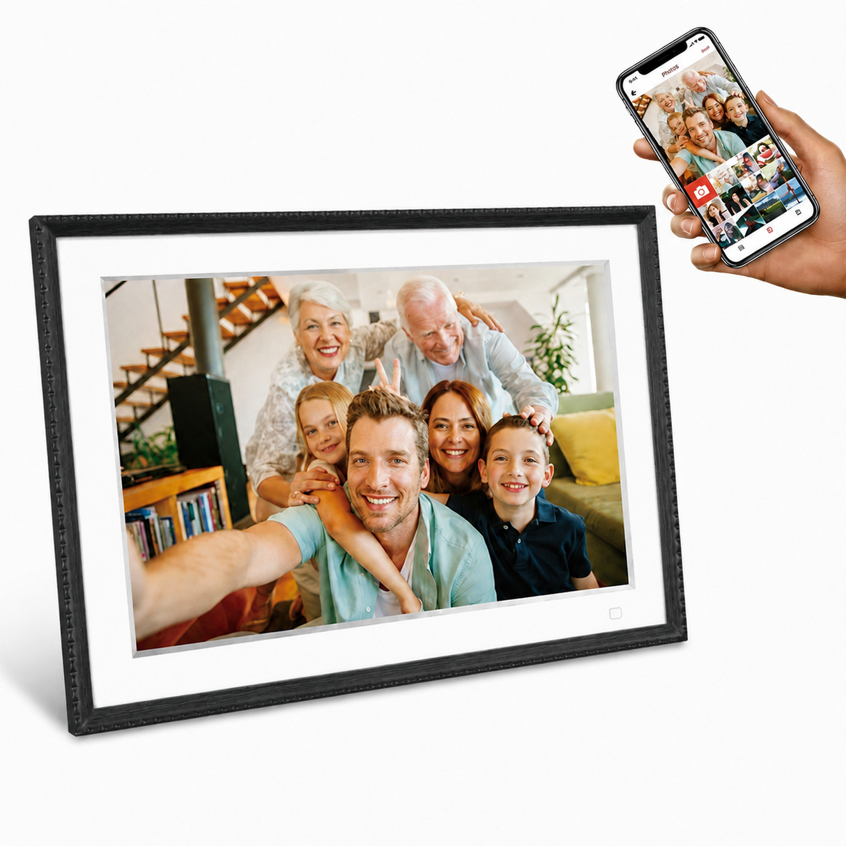 Benel Frameo digitaler Fotorahmen HF-109t schwarz 10,1 Zoll mit Frameglow