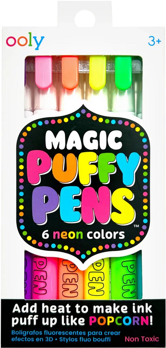 Ooly – Magic Puffy Pen – 6 Neon-3D-Marker – Magic Puffy-Tinte durch Erhitzen