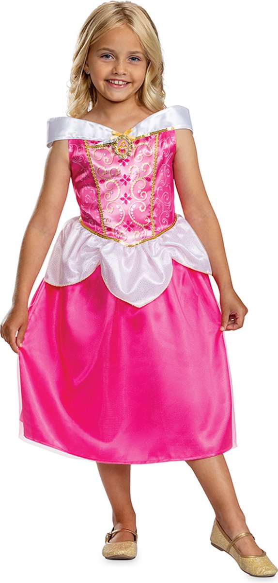 Verkleidung Disney Prinzessin – Dornröschen, Aurora-Kleid klassisch, Größe XS (3–4 Jahre), Mädchen