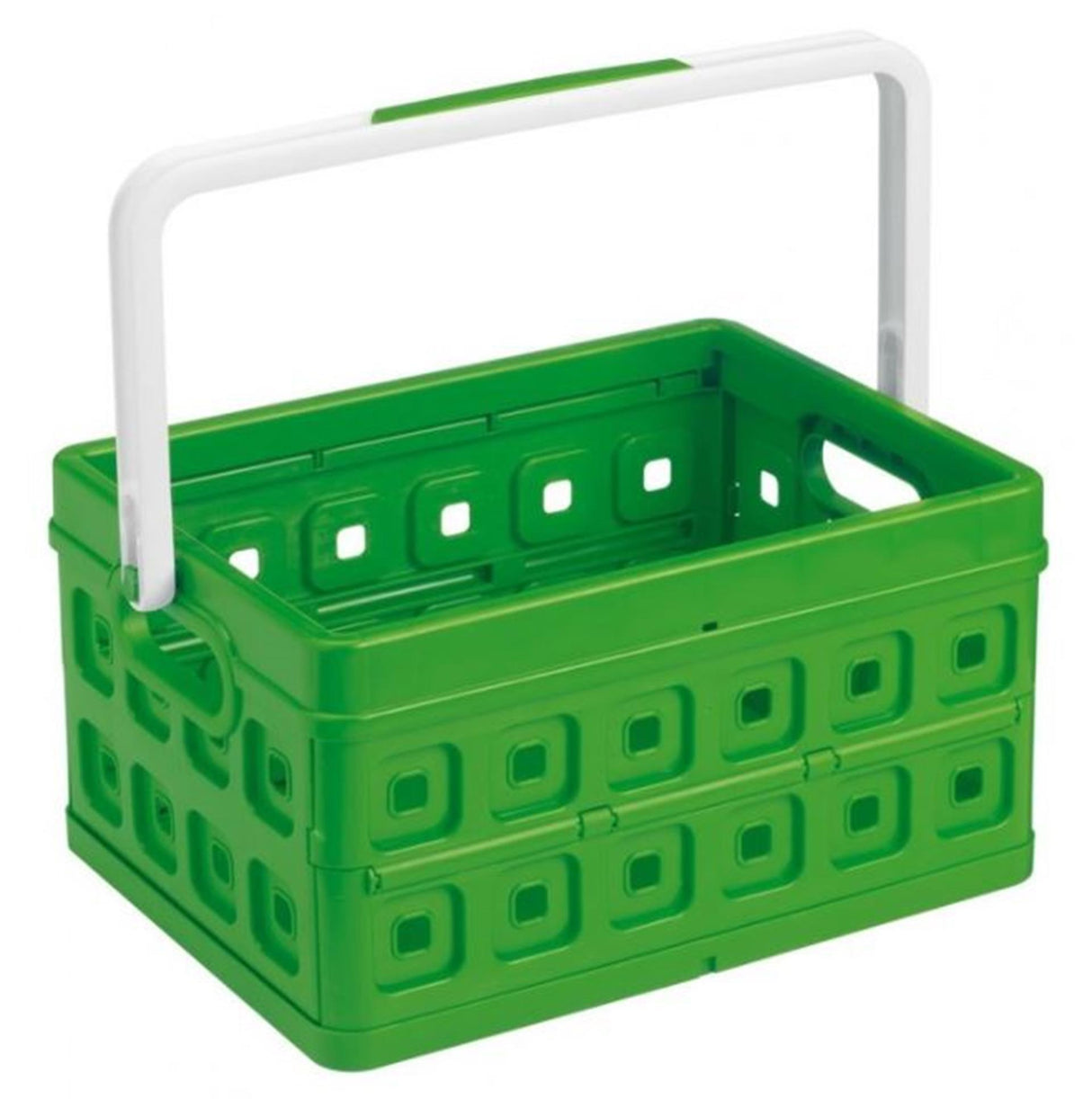 Quadratische Einkaufskiste von Sunware, 24 Liter, grün-weißer Kunststoff, 44 x 31,5 x 21 cm