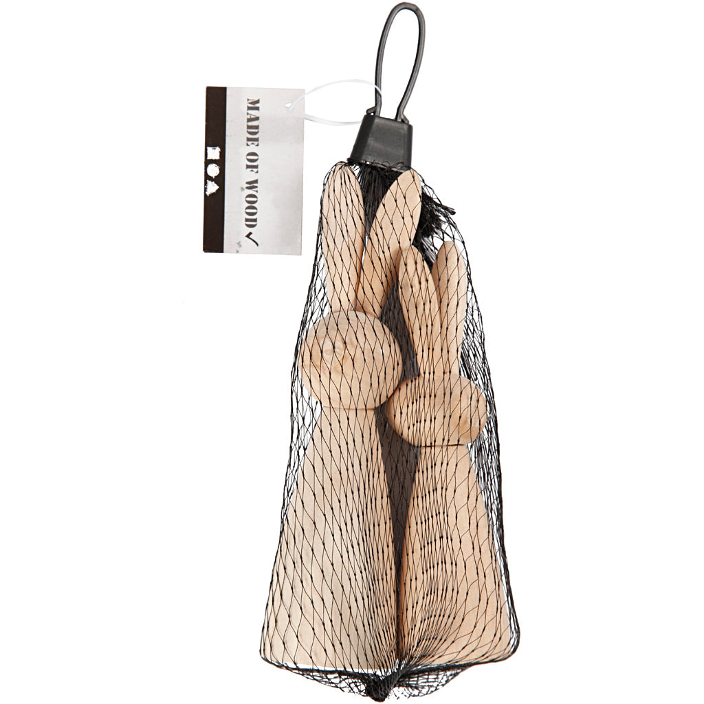 Creativ Company Holzhasen, H: 12+14 cm, T: 3,5+4 cm, 2 Stück 1 Box