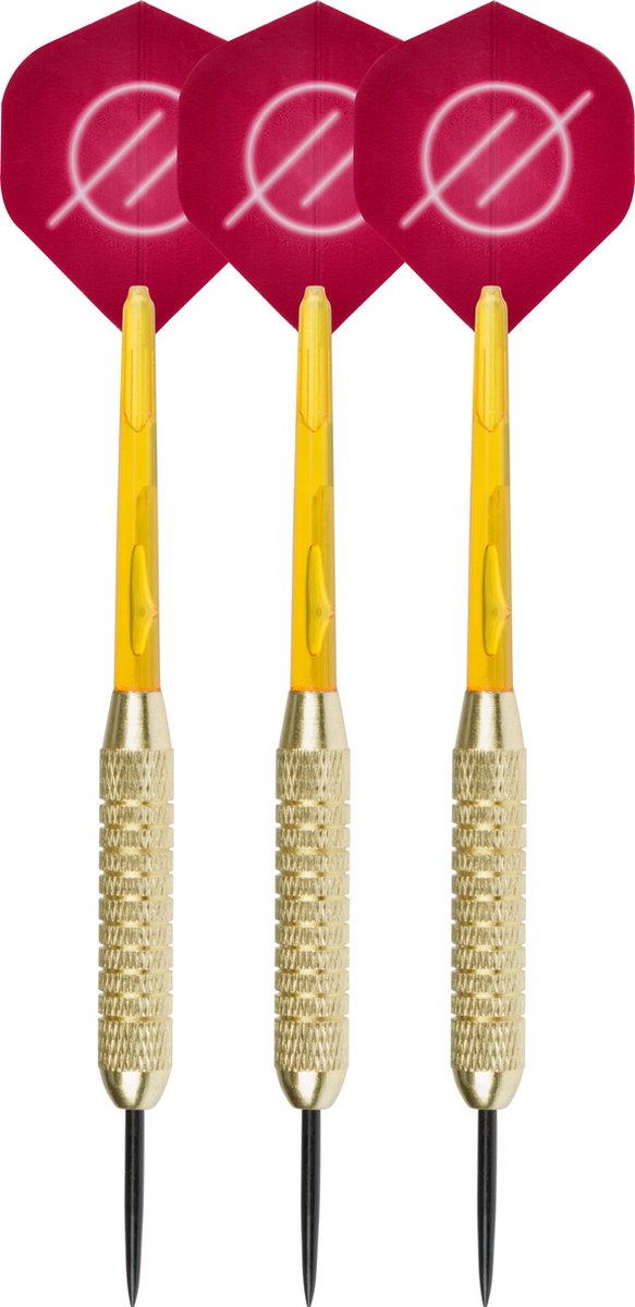 Faver dartpijlenset compleet - reserve shafts - brass coated - rood – 21 gram