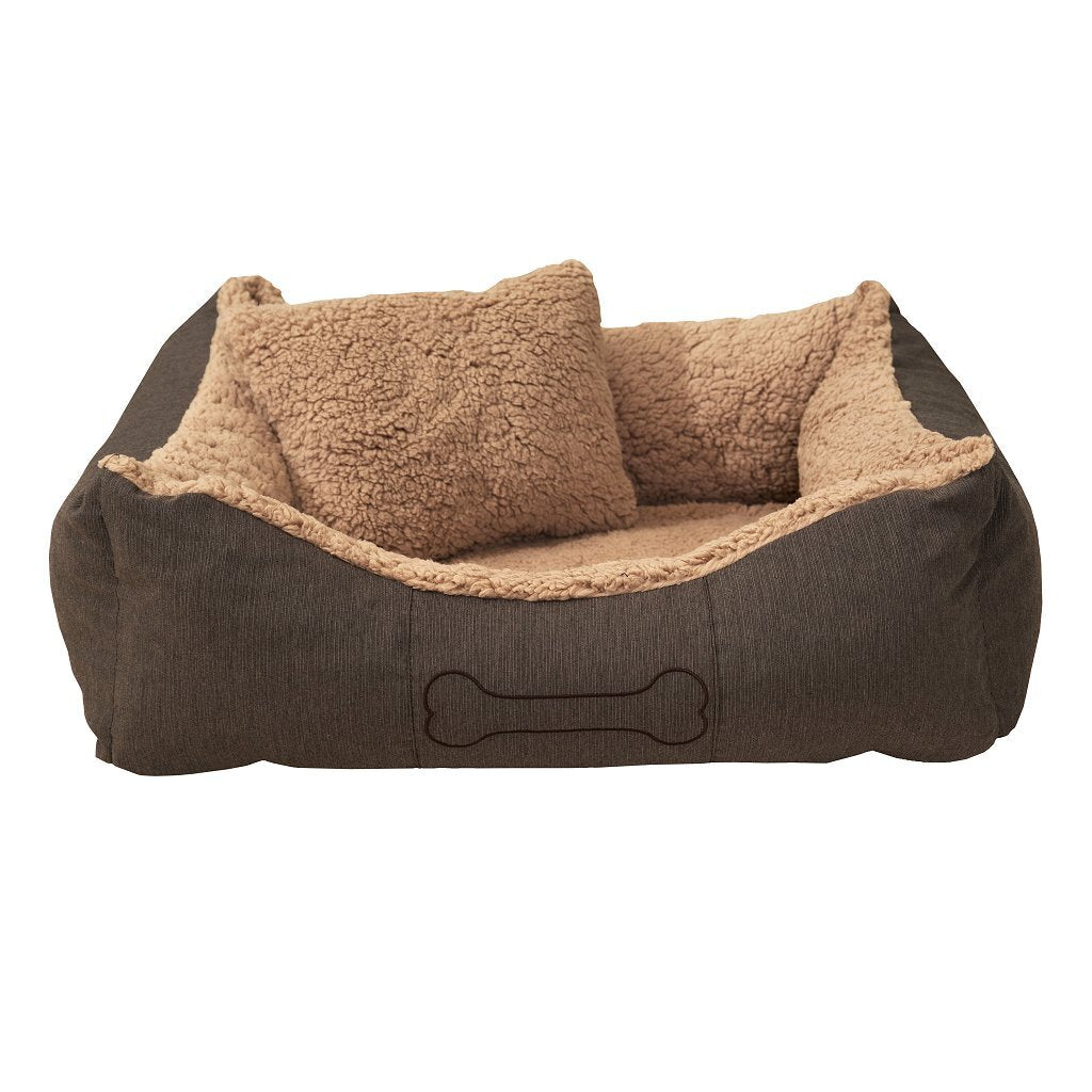 Sun Garden Luxus-Hundebett Lucky + Kissen 59x67x20 cm braun beige