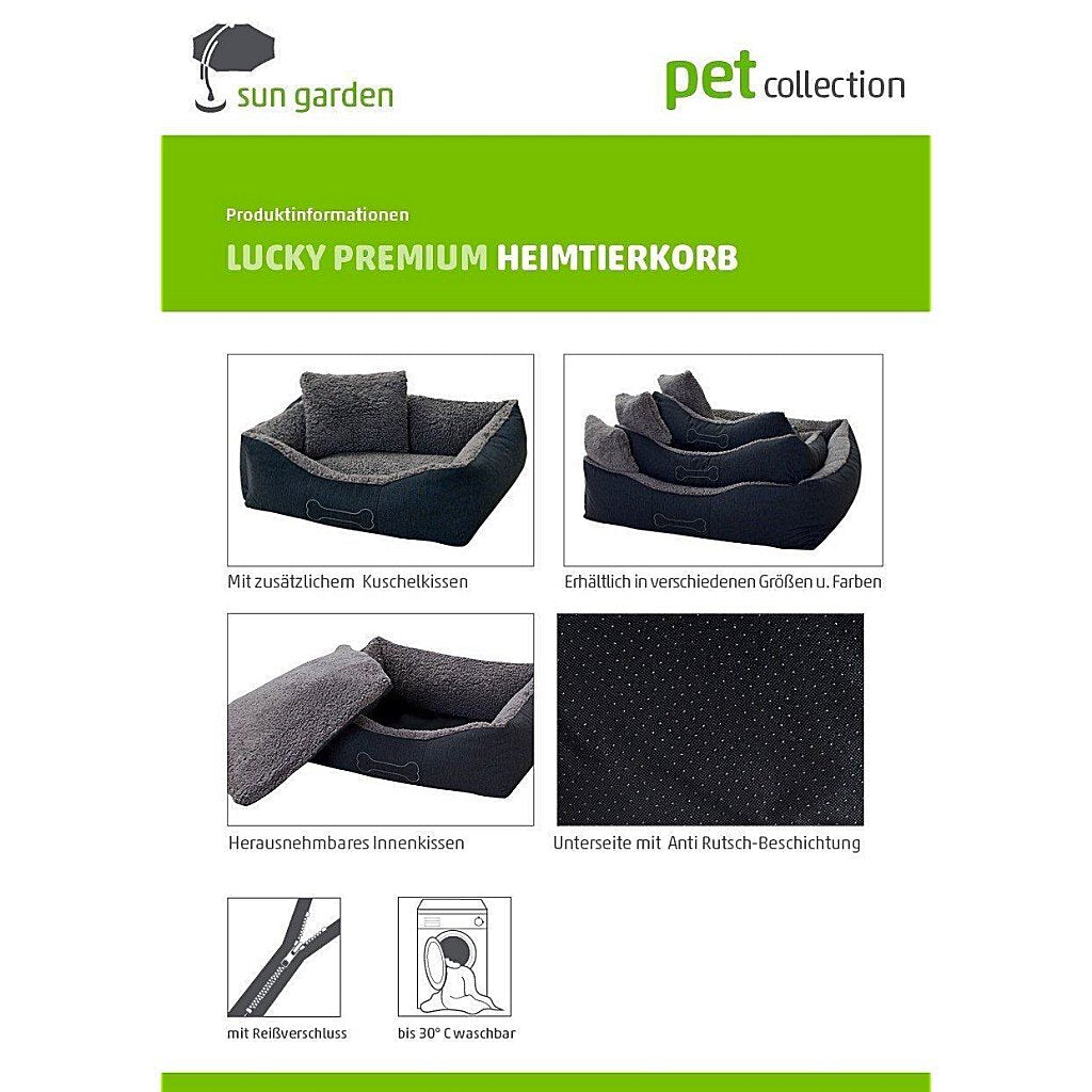 Sun Garden Luxus-Hundebett Lucky + Kissen 59x67x20 cm braun beige