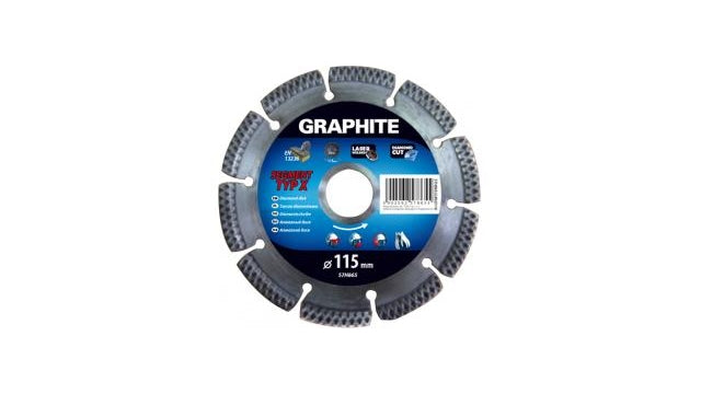 Graphit-Diamantscheibe 115x22x8,0x2,2mm, Segmenttyp X, gelasert, Hartstoffe MPA EN13236