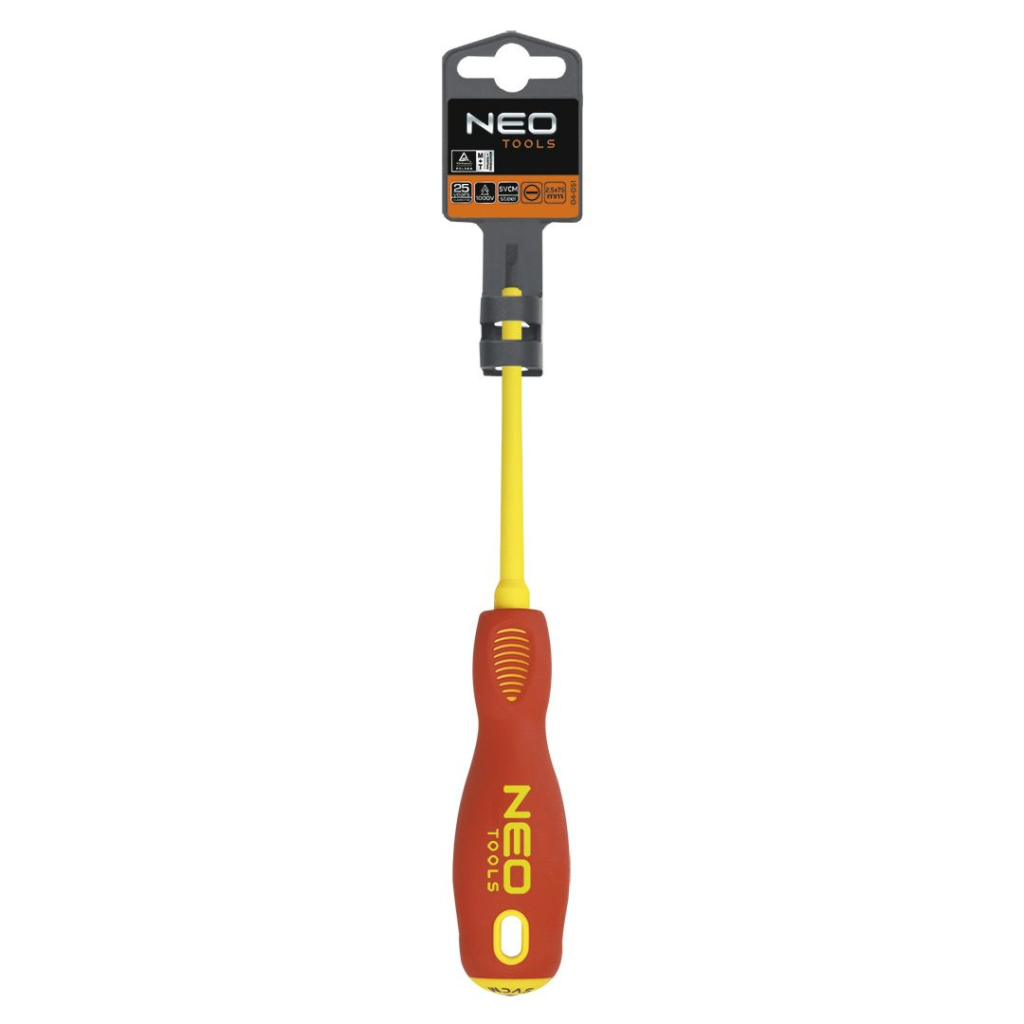Neo Tools Flachschraubendreher 2,5 x 75 mm 1000 V CrMo-Stahl
