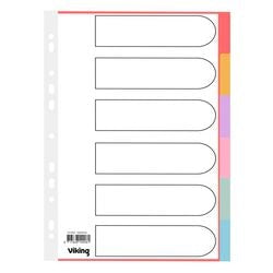 Beschrijfbare gekleurde tabbladen vk 28392 manillakarton a4 6tabs