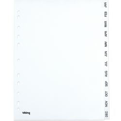 Tabbladen viking pp a4 120micron wit 11 gaten jan-dec