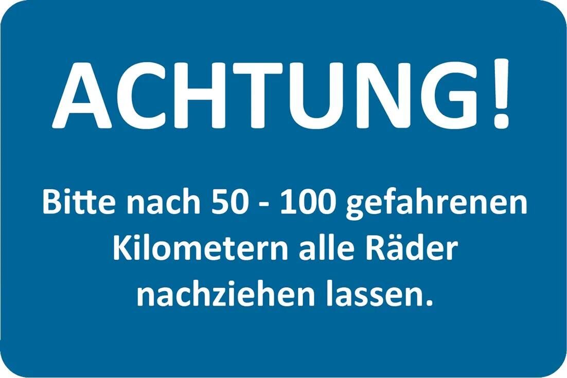 Eichner Kundendienstaufkleber Achtung Radmuttern zu b Kundendienstempfehlung.