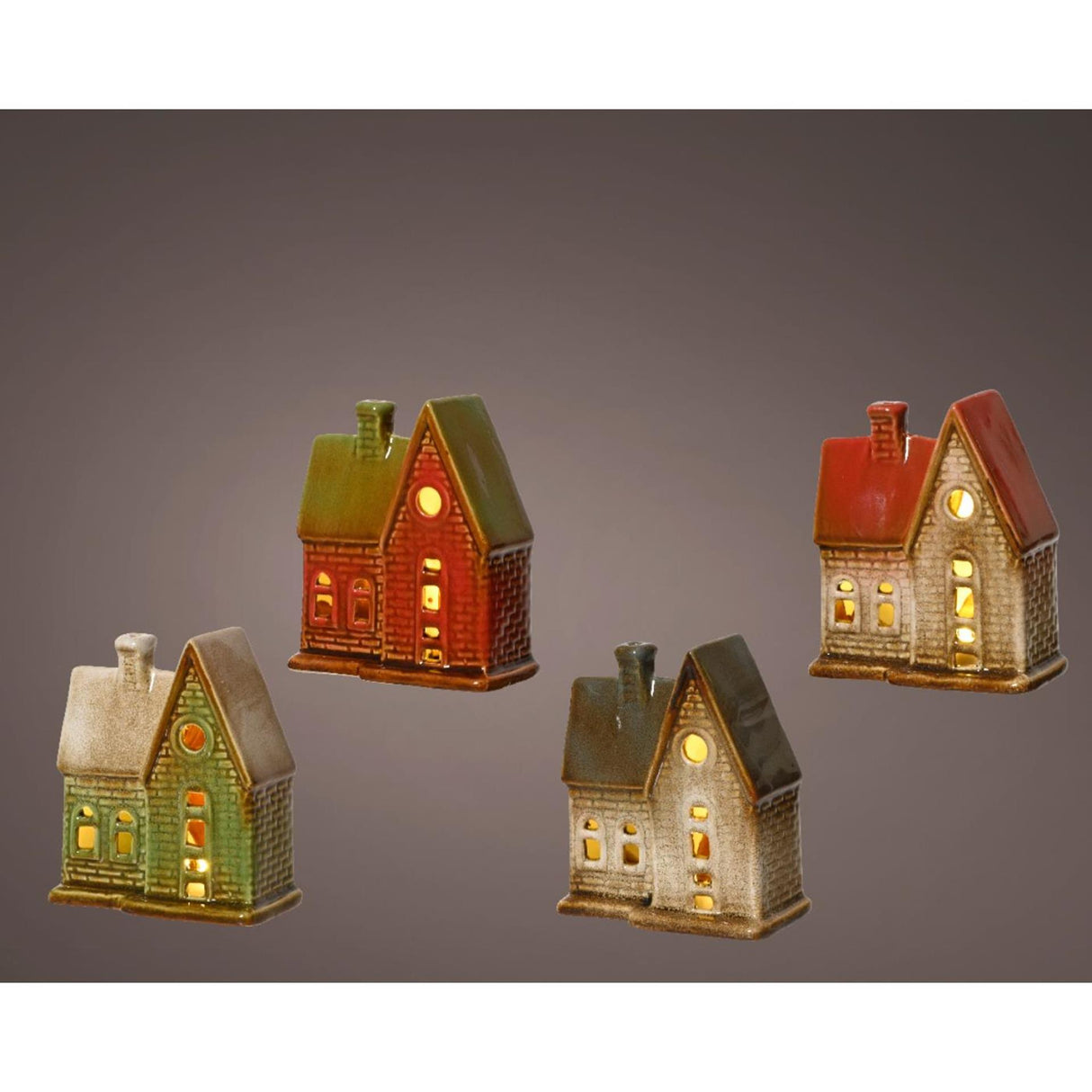 Lumineo Hauskeramik mit LED 10,5x5,8x12cm