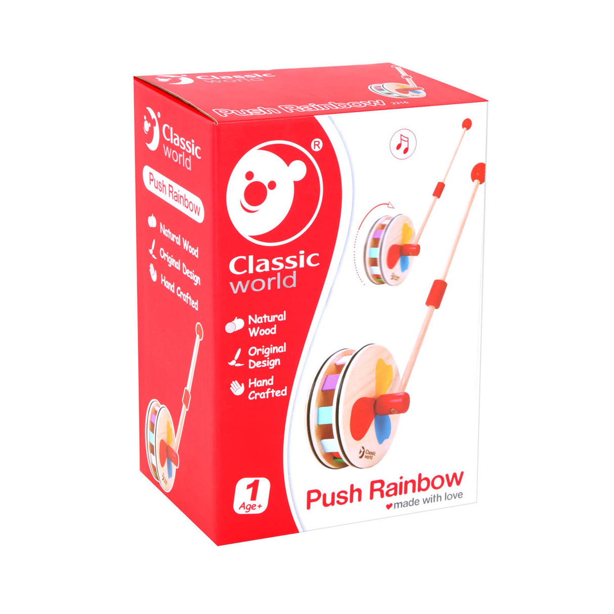 Klassische Weltwelt Holzschiebefigur Regenbogenrad