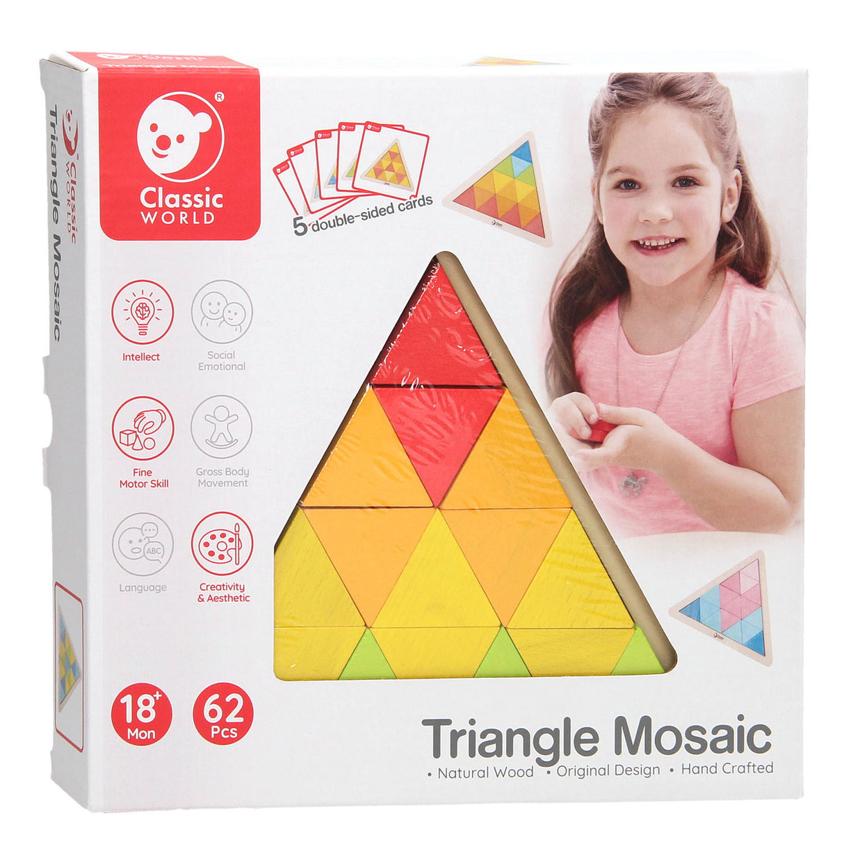 Klassisches Welt-Holzmosaikpuzzle, 67 Teile.