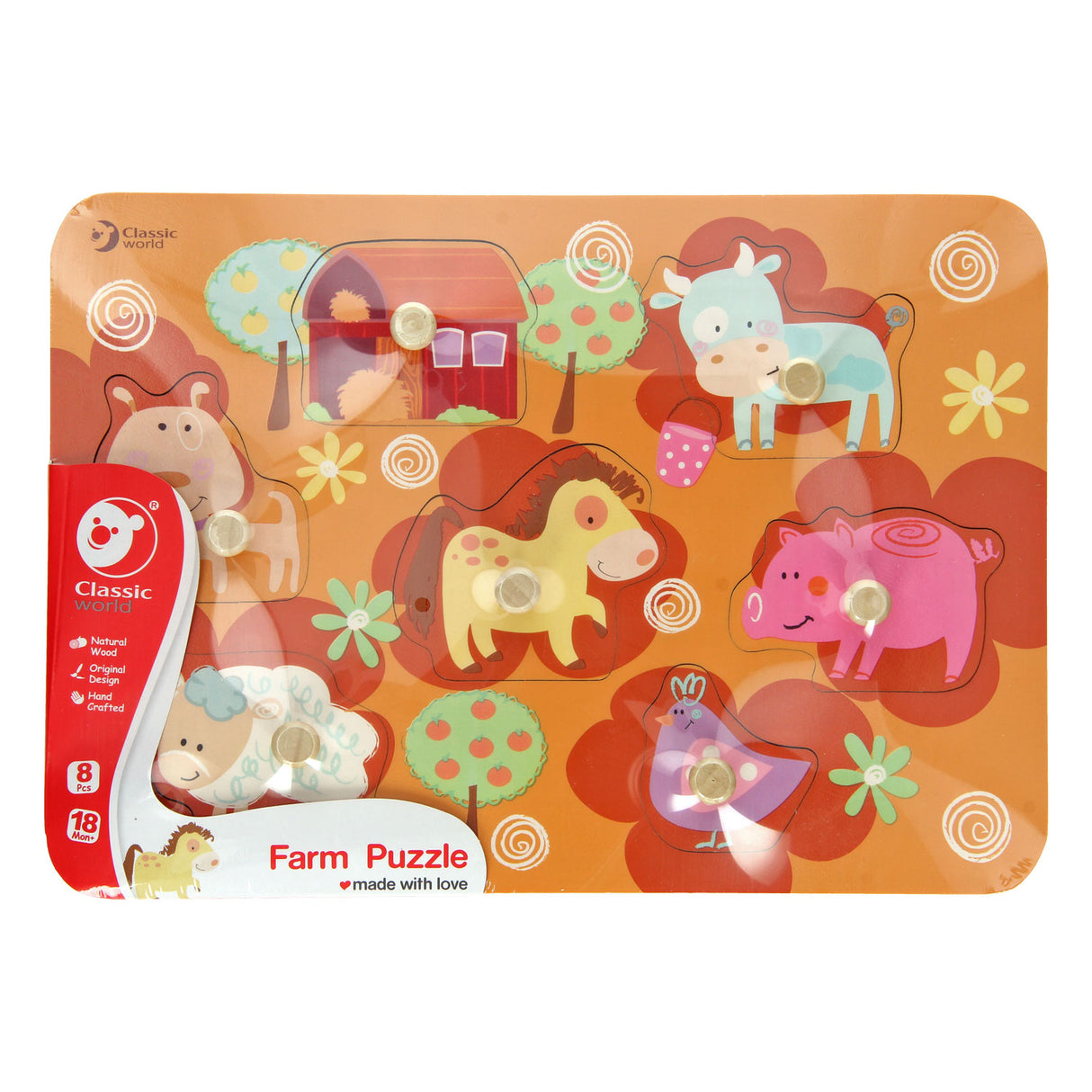 Klassische Welt Holz Nick Puzzle Farm