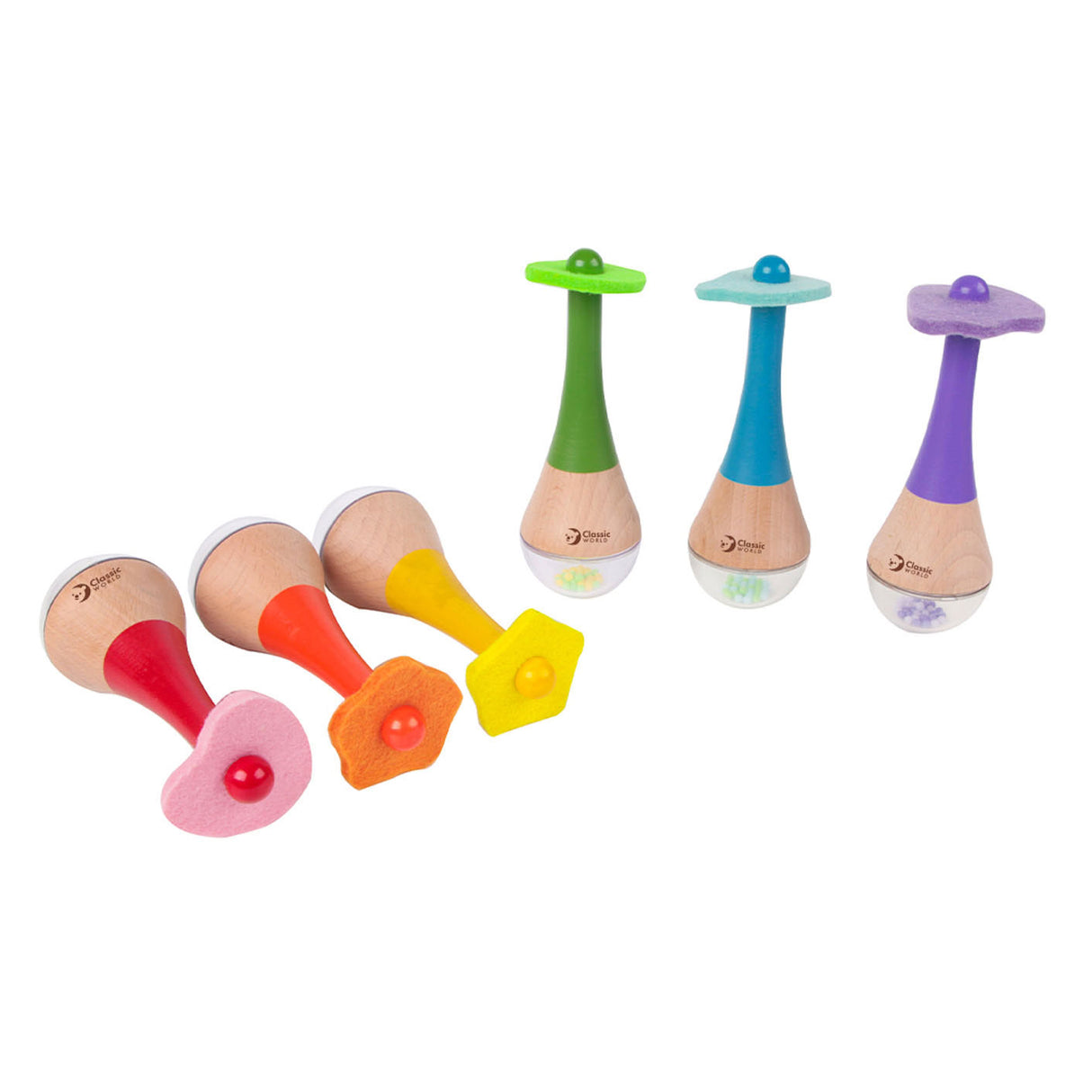 Klassische Weltrassel 2 in 1 hölzernes Regenbogen-Maracas-Instrument 1 Stk. - Uni