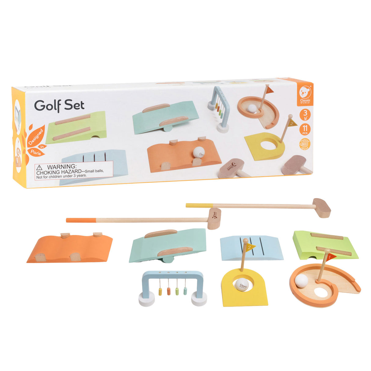 Classic World Minigolf-Set aus Holz, 11-teilig.