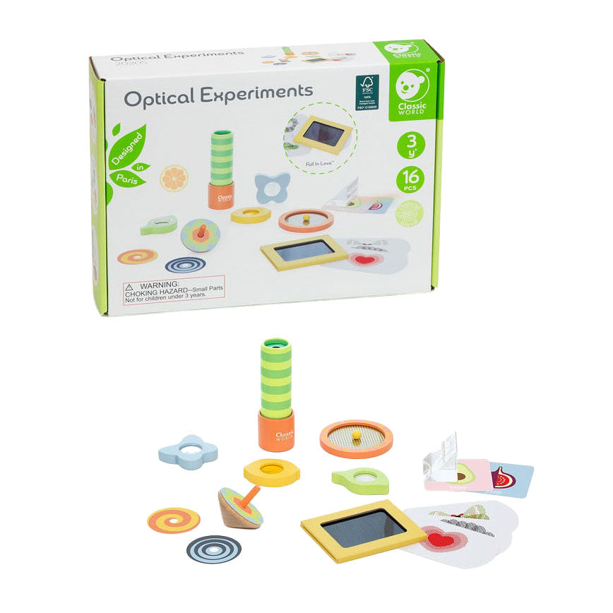 Lobbes Toys BV Classic World Optical Experiments Holzspielset, 16-teilig.