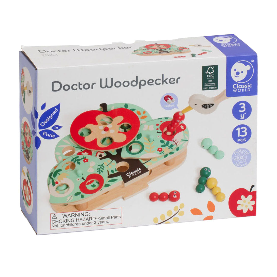 Classic World Doctor Word Pecker Fangspiel aus Holz, 13-teilig,