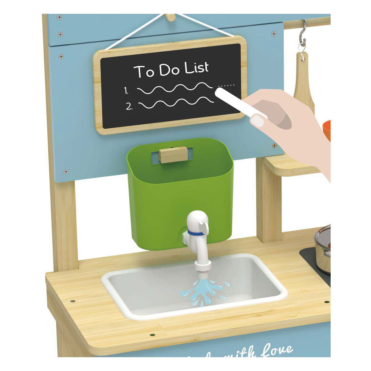 Classic World Outdoor-Spielküche aus Holz mit Zubehör, 7-teilig.
