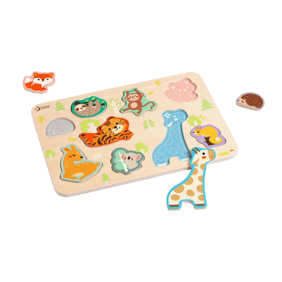 Klassisches Welt-Holztier-Puzzle, Lernspielzeug, 10 Teile.