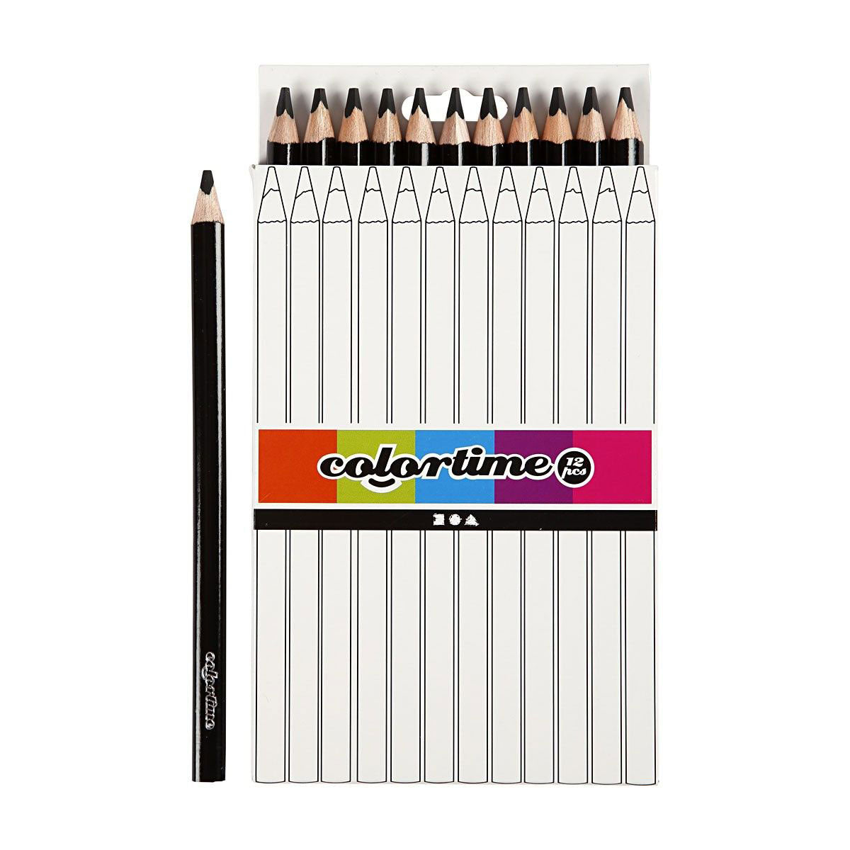 Creativ Company dreieckige Jumbo-Buntstifte – schwarz, 12 Stück.