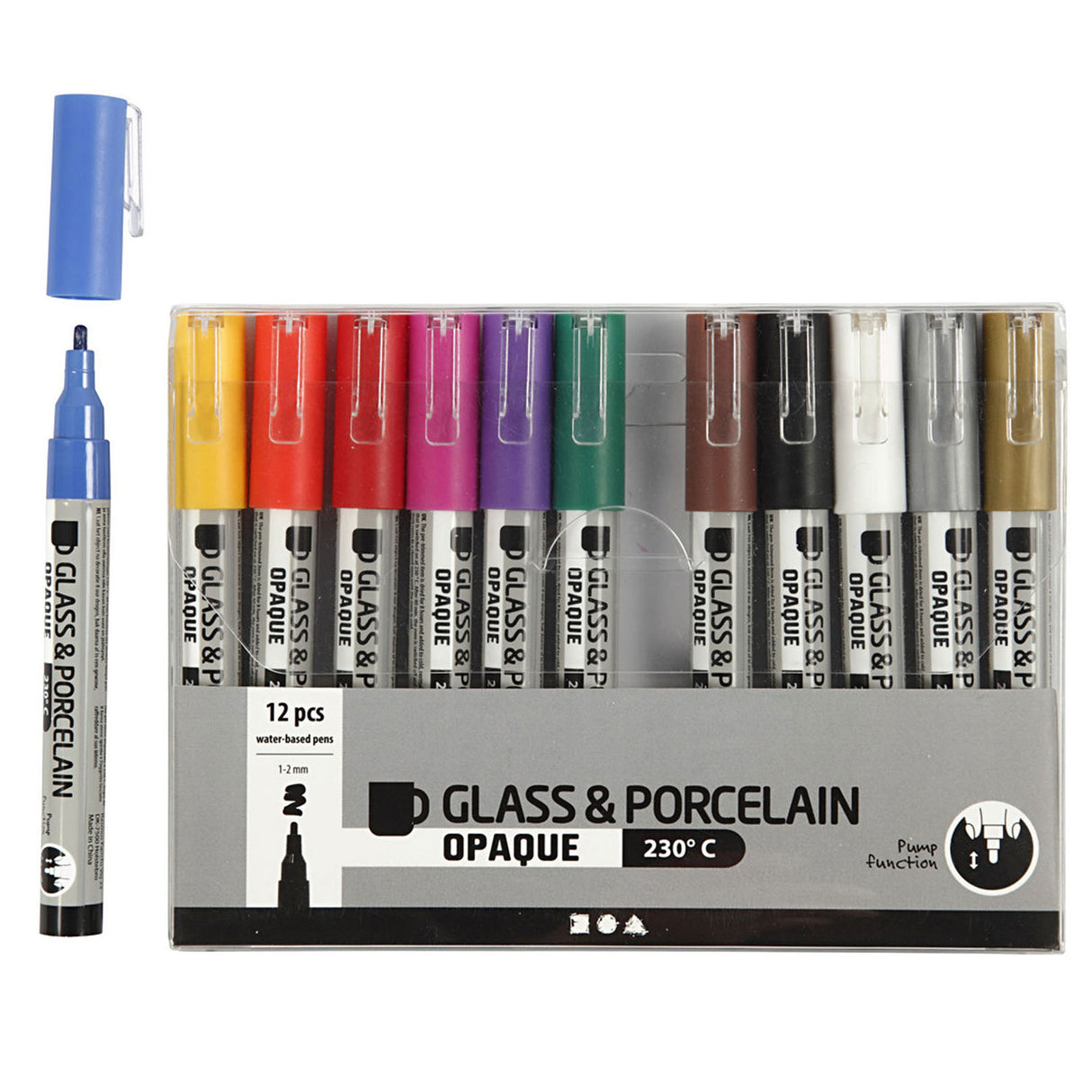 Kreativunternehmen https: www.cchobby.nl Glas-Porzellan-Marker-Liniendicke-1-2-mm-halbopak-verschiedene-Farben-12-teilig-1-Box