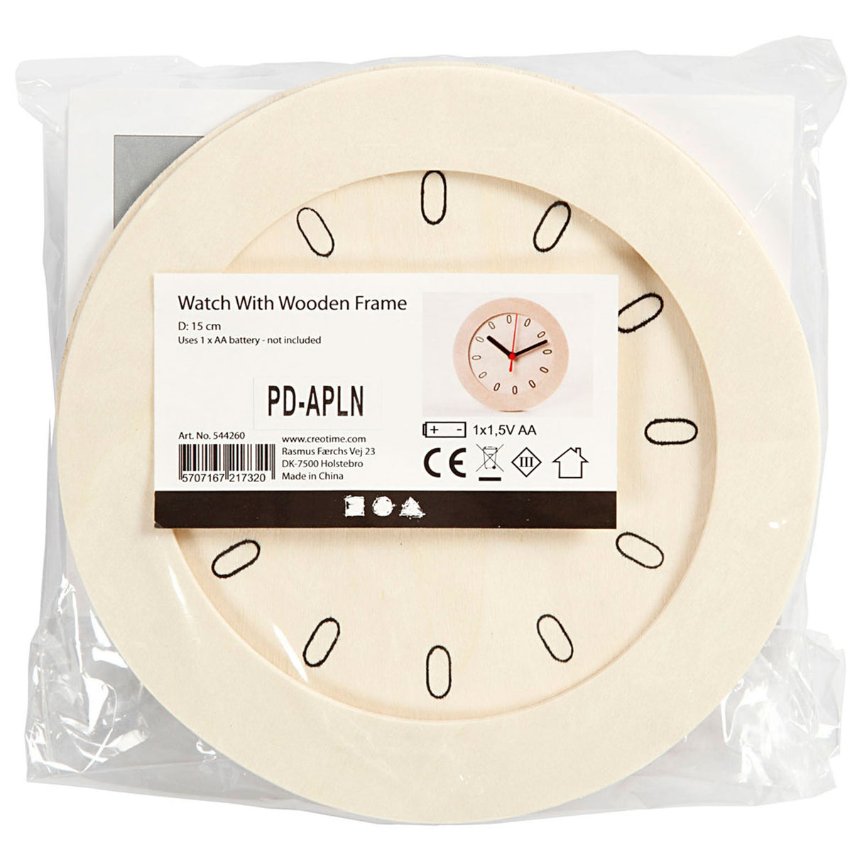 Kreativunternehmen https: www.cchobby.nl Clock-with-wooden-frame-d-15-cm-1-piece