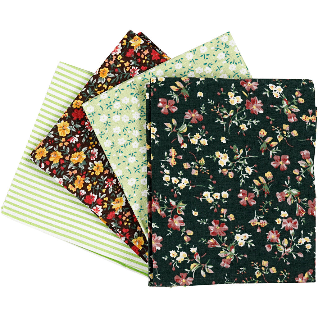 Creativ Company Patchworkstoff grün 45x55cm, 4 Stk.