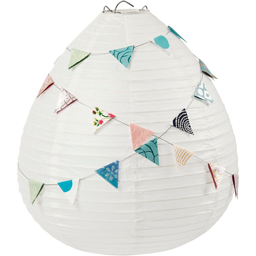 Creativ Company Reispapierlampe weißer Tropfen, 27cm