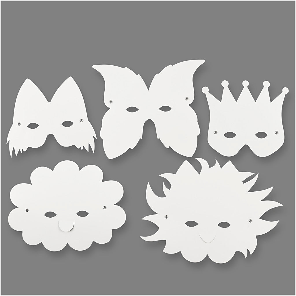Kreativunternehmen https: www.cchobby.nl Fantasy-Masken-einschließlich-elastischer-h-15-20-cm-230-gr-weiß-5-teilig-1-Box