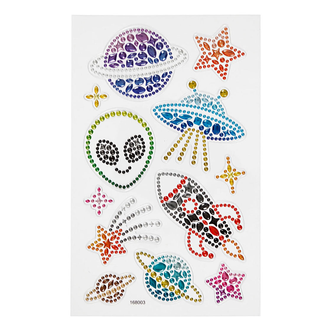 Creativ Company Diamantaufkleber – Weltraumthema – selbstklebende Glitzeraufkleber – Strass-Bastelaufkleber – luxuriöse Dekorationsaufkleber – festliche selbstklebende Diamantaufkleber – 10 x 16 cm – 1 Blatt