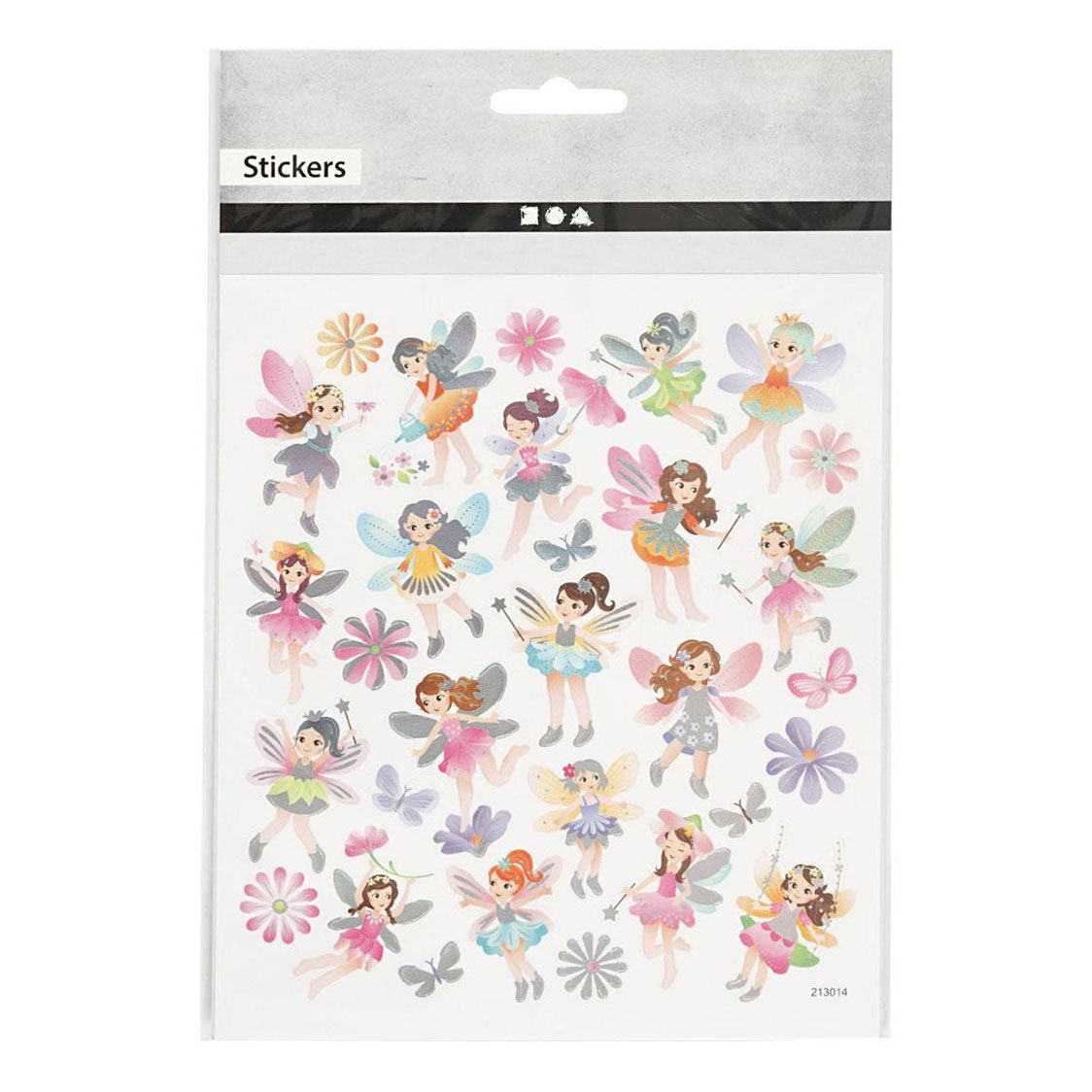 Creativ Company Aufkleber Feen – selbstklebende Aufkleber – transparente Kunststofffolie – mit Silberfolien-Glitzerlack-Details – geeignet für Kartenbasteln – 15 x 16,5 cm – 1 Set