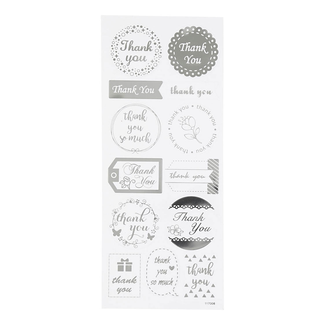 Creativ Company Sticker Silber danke, 1 Vel