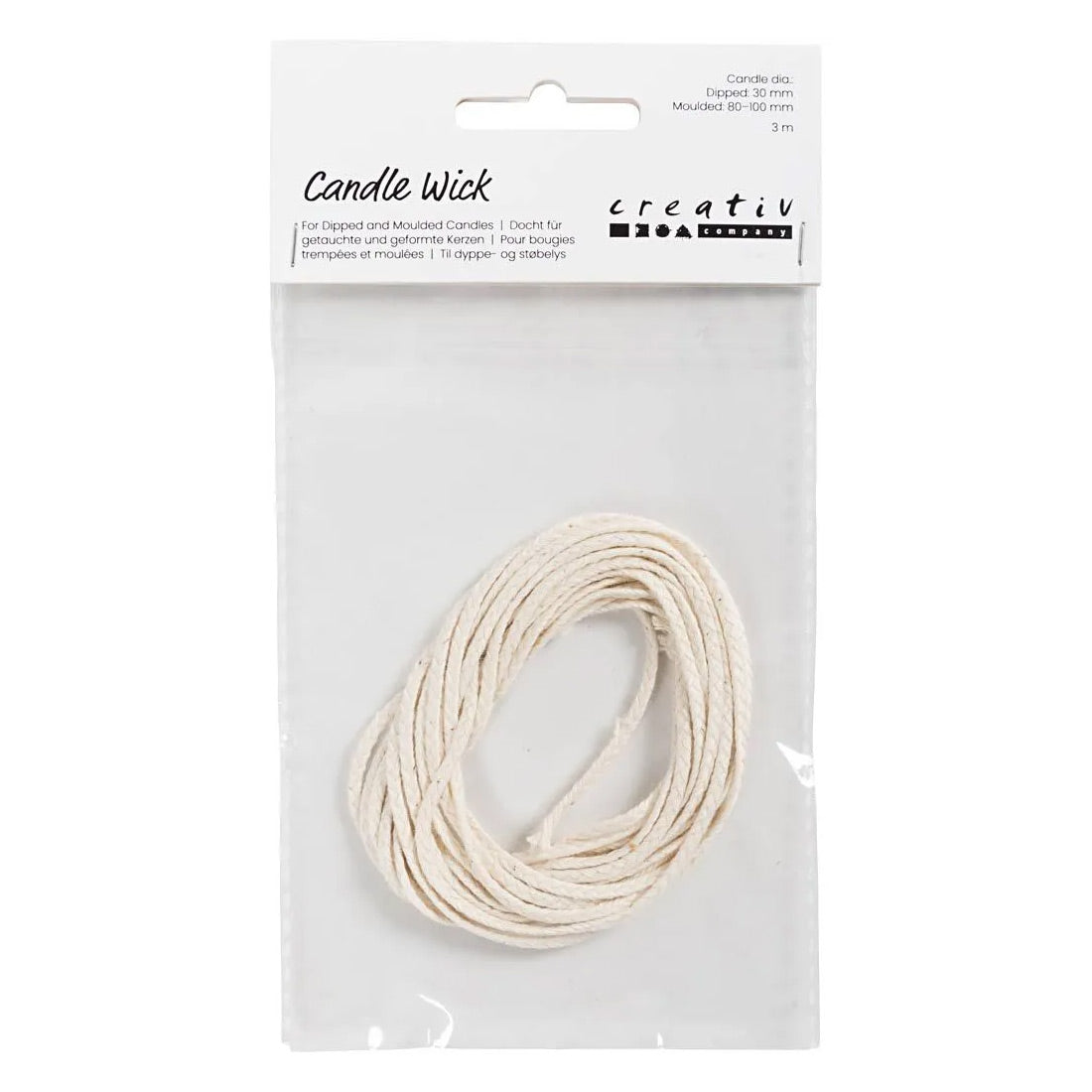 Creativ Company Wick für getauft (Folie 22-30 mm) und Gusskerzen (Folie 60-80 mm), 3M