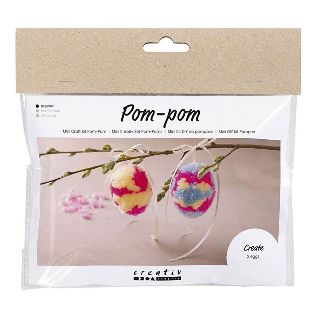 Creativ Company Mini-Hobby-Set Pompon-Ei, 2-tlg. Ostern