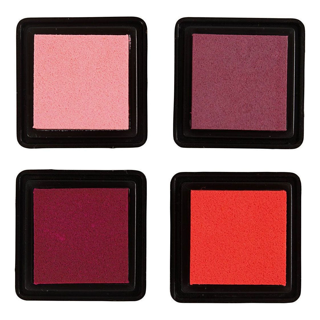 Stempeltinte der Firma Creativ, Pfirsich, Rosa, Hellrosa, Dunkelrosa, H: 2 cm, Größe 3,5x3,5 cm, 4 Stück 1 Box