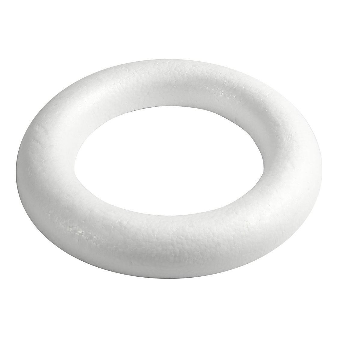 Kreativfirma Styropor Ring White mit flachem Rücken, 35 cm