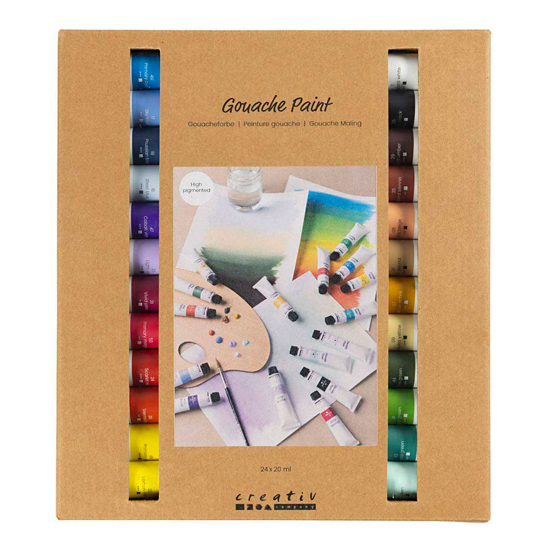Creativ Company Gouachefarbe in verschiedenen Farben – 24 x 20 ml.