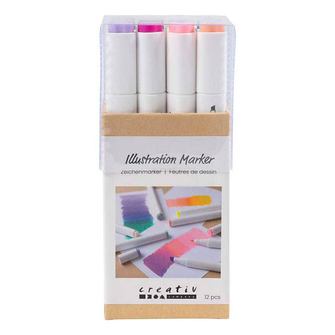 Creativ Company Zeichenstift Strichstärke 1+8mm Pastellfarben - 12 Stk.
