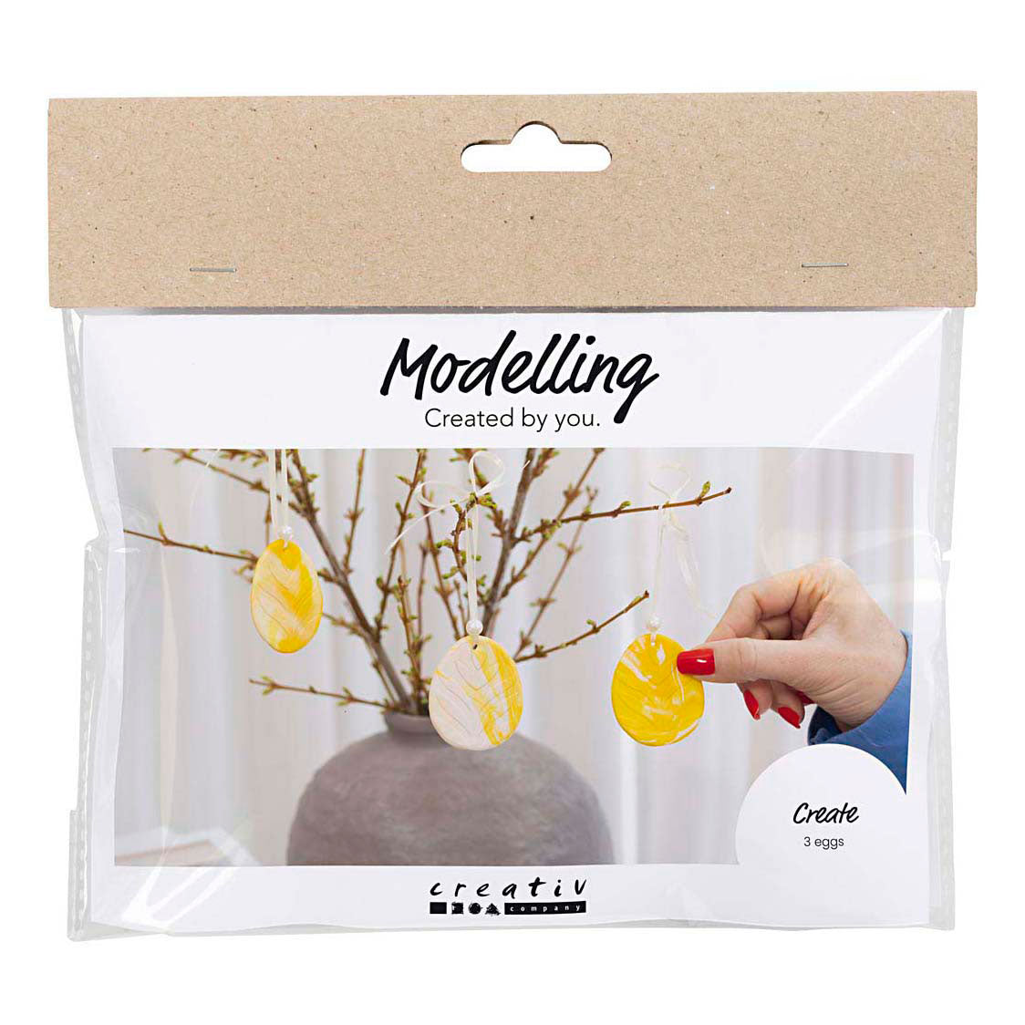 Creativ Company Mini-Hobby-Set Bildhauerei, Ei, hellgelb, Pastellfarben, 1 Box