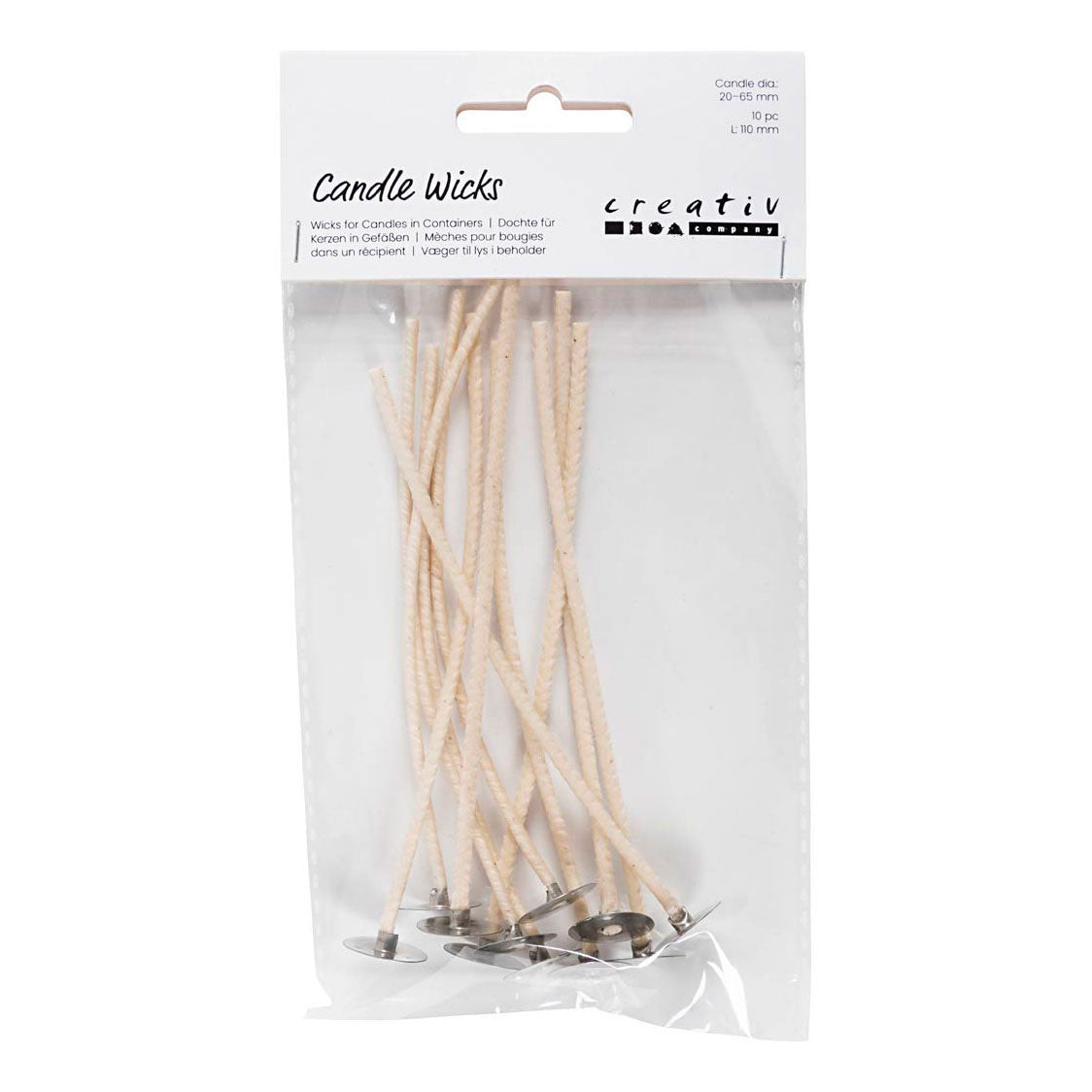 Creativ-Unternehmen https: www.cchobby.nl Dochte-für-Kerzen-im-Halter-geeignet-für-Halter-mit-einem-Durchmesser-von-20-65-mm-l-110-mm-Dicke-2-mm-10-Stück-1-Box