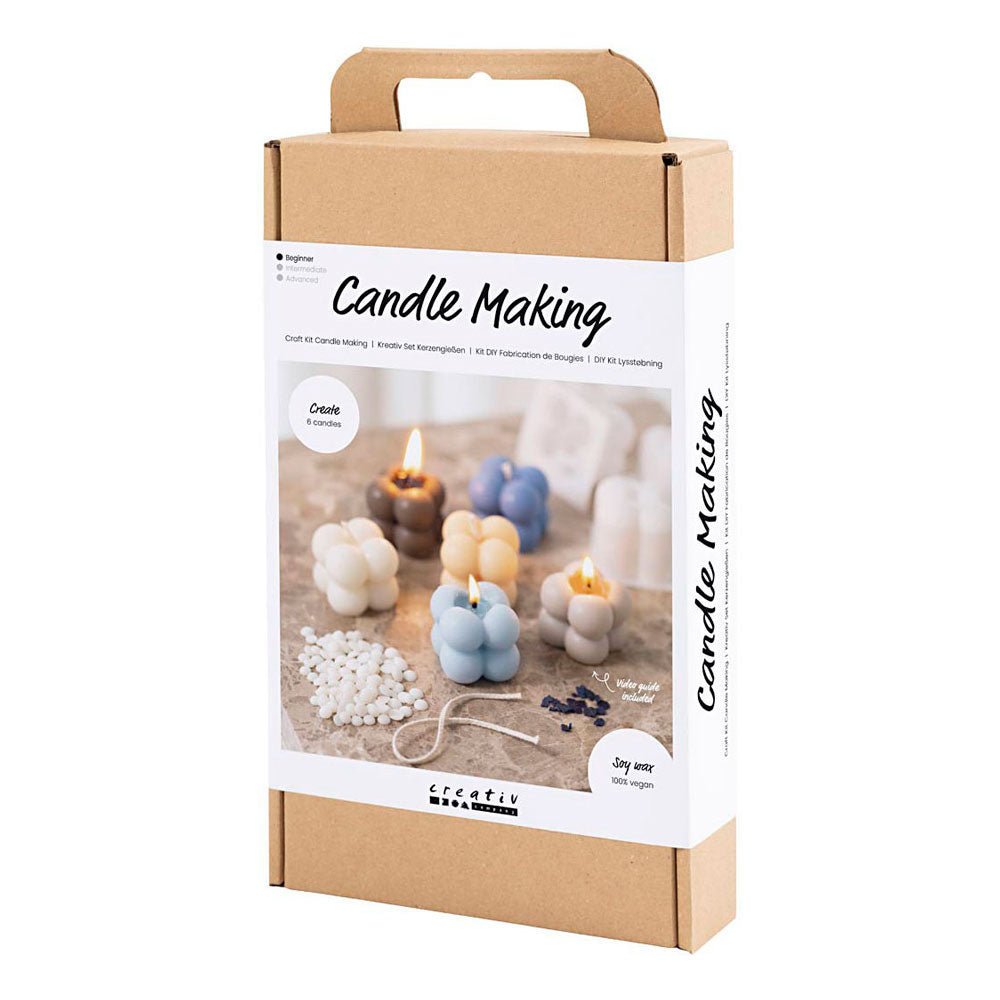 Creativ Company Hobby-Set Kerzenherstellung, Seifenblasen-Sojakerze, Beige, Hellblau, Creme, 1 Box
