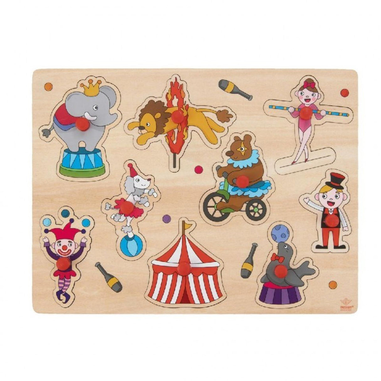 Engelhart Holzknöpfe Puzzle Zirkus 9 Teile