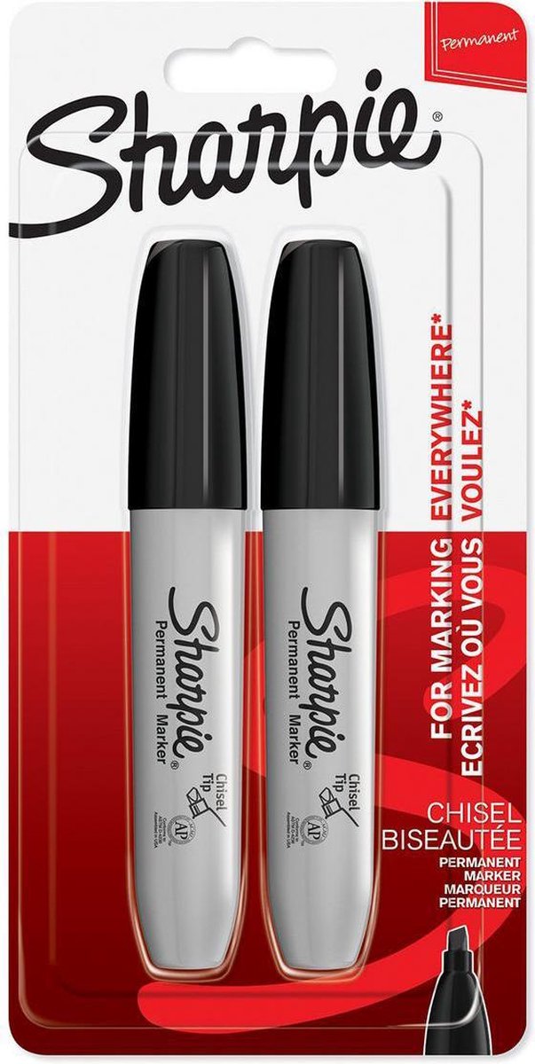Sharpie Permanentmarker | Meißelspitze | schwarz | 2 Stk